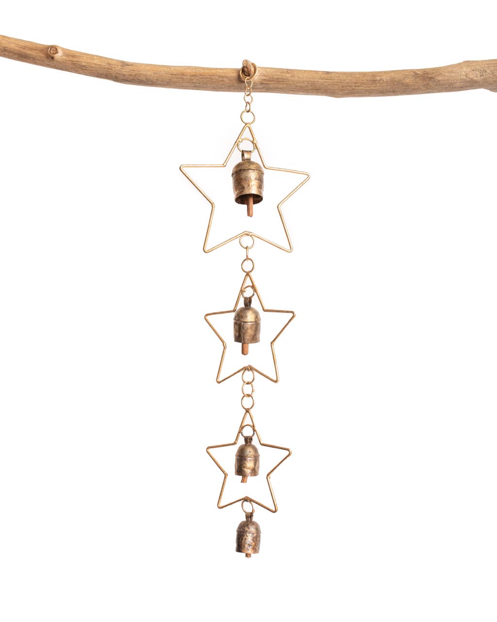 Three Stars Chime, Bronze Hand-tuned Garden Wind Chime India