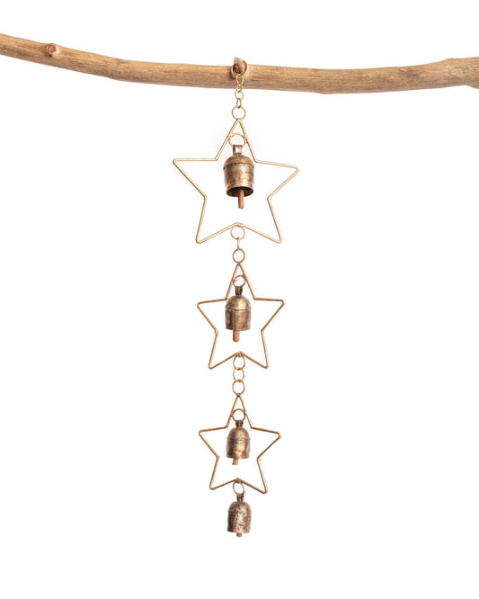 Three Stars Chime, Bronze Hand-tuned Garden Wind Chime India