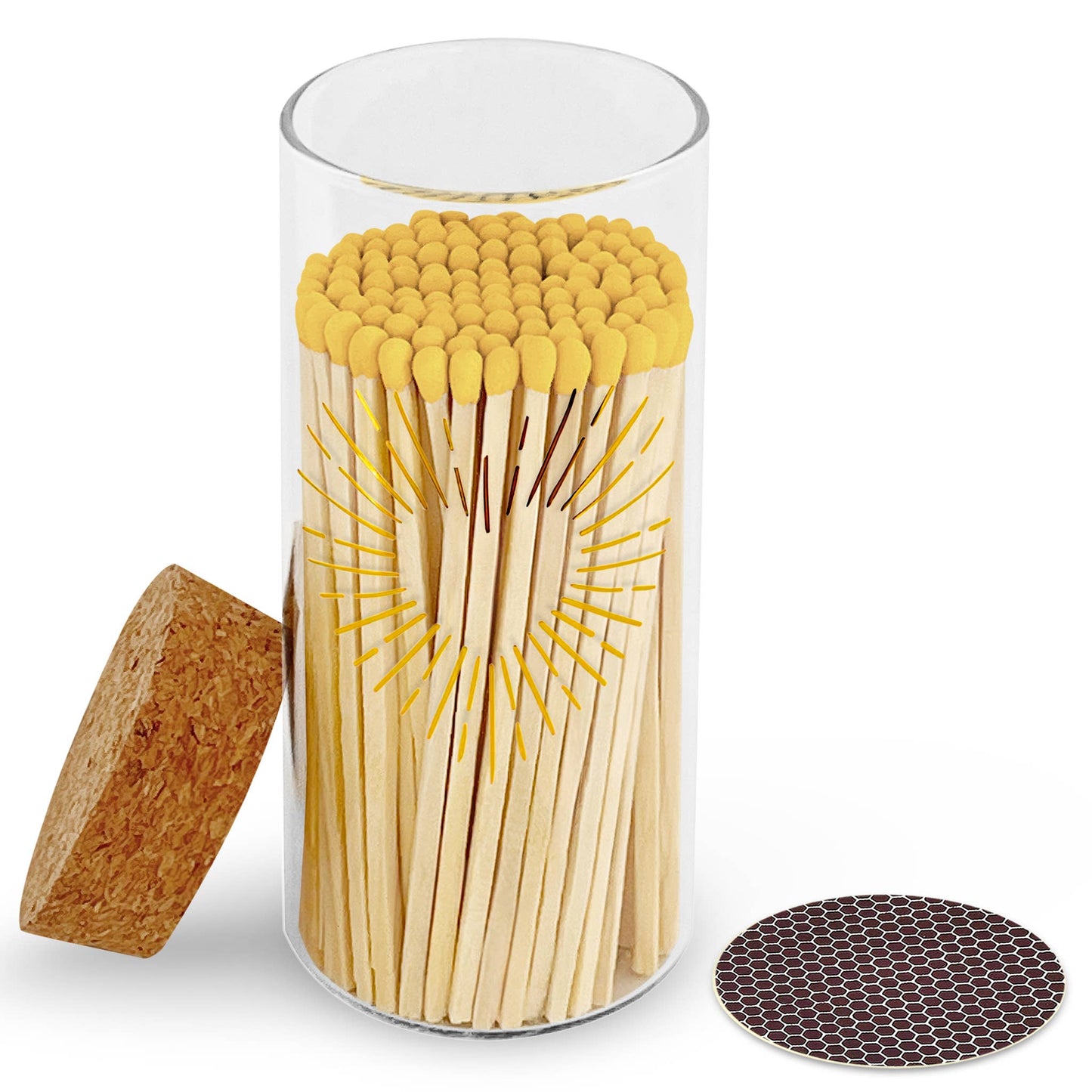 Gold Print with 4" Matches & Lg Cork Top Jar