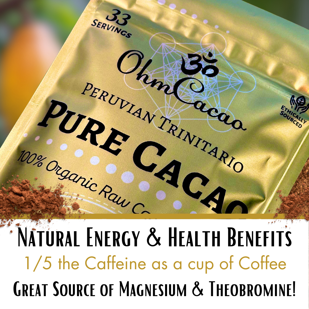 Ohm Pure Cacao | Unsweetened Raw Cacao Powder | 33 Servings - 7oz