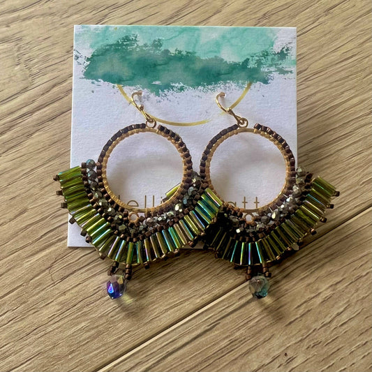 Secret Garden hand woven seed bead statement earrings