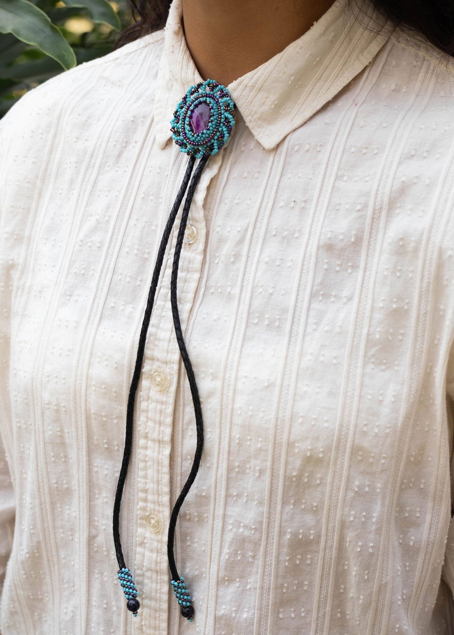 Lonestar – Native Bolo Tie with Purple Stone & Turquoise