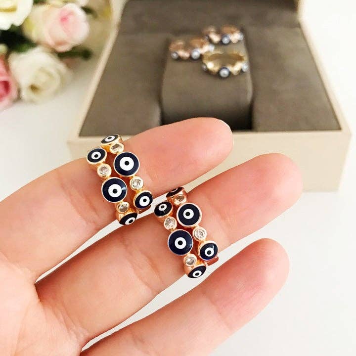 Greek Blue Evil Eye Ring
