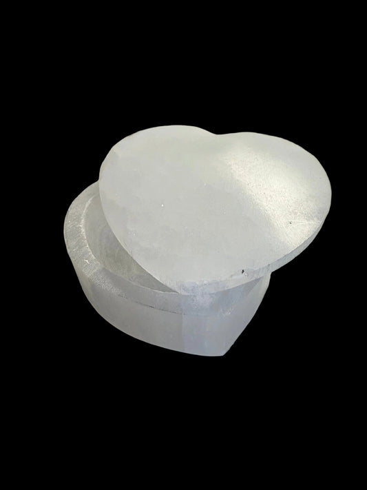 Selenite Heart Box with Lid