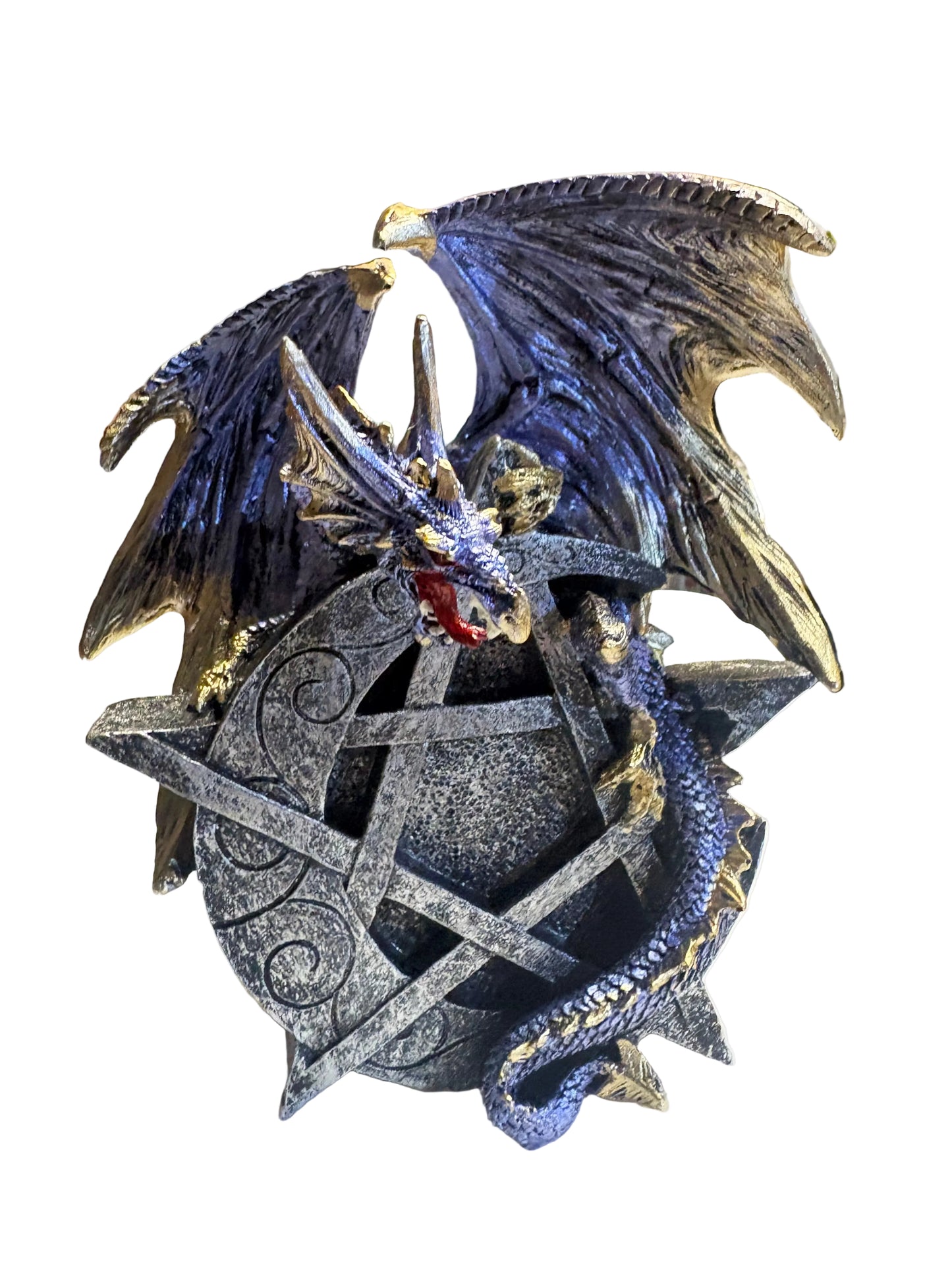 Dragon on Moon Pentacle Statue