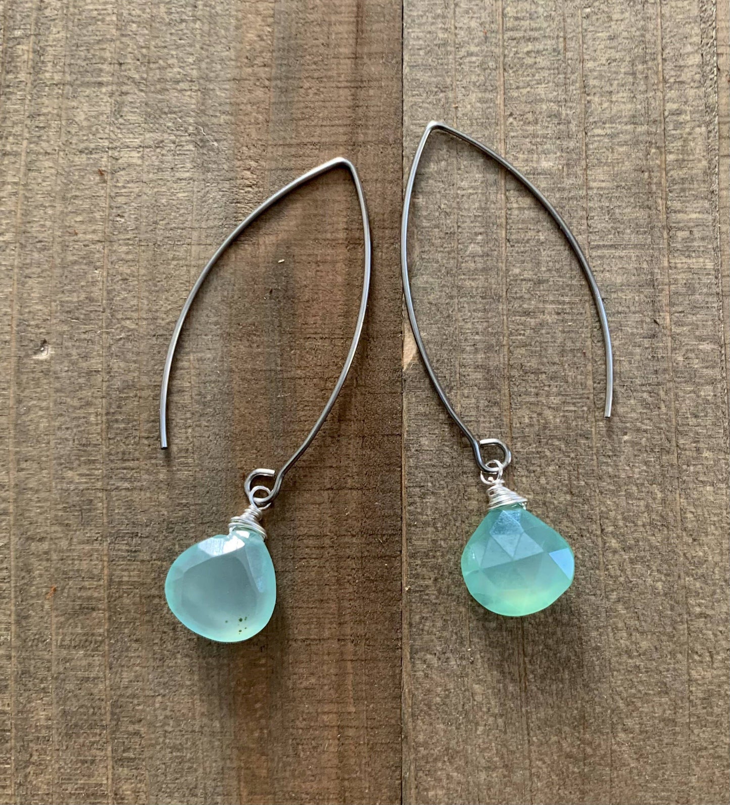 Festival Vibes- aqua teardrop gemstone dangle earrings
