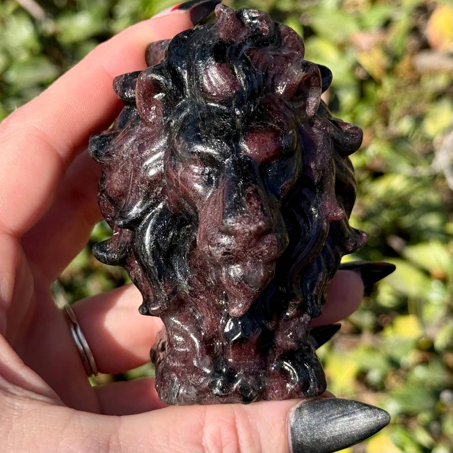 Garnet Arfvedsonite Lion Head
