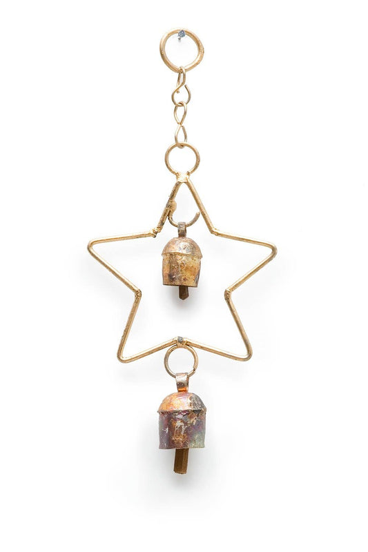 Single Star Chime, Bronze Hand-tuned Garden Wind Chime India