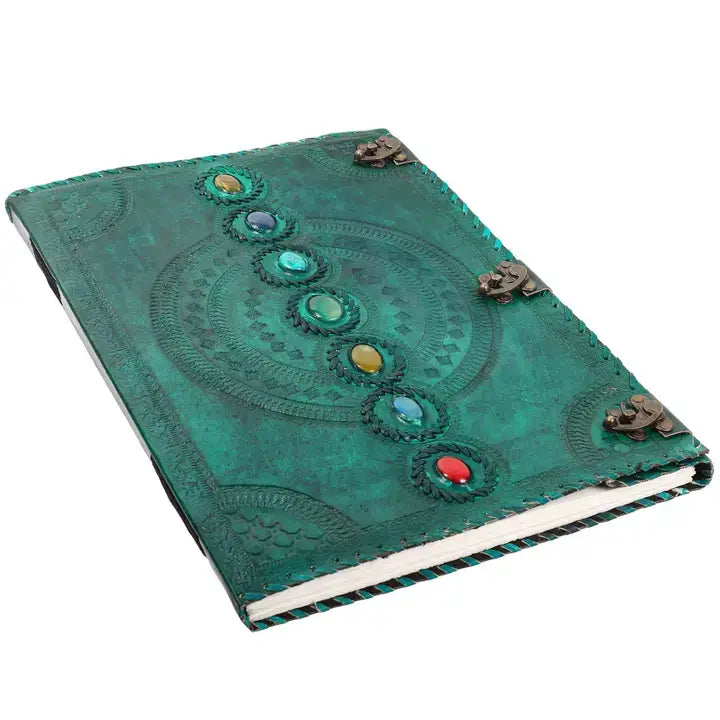 Tuzech Handmade Vintage Seven Chakra Stone Embossed Diary