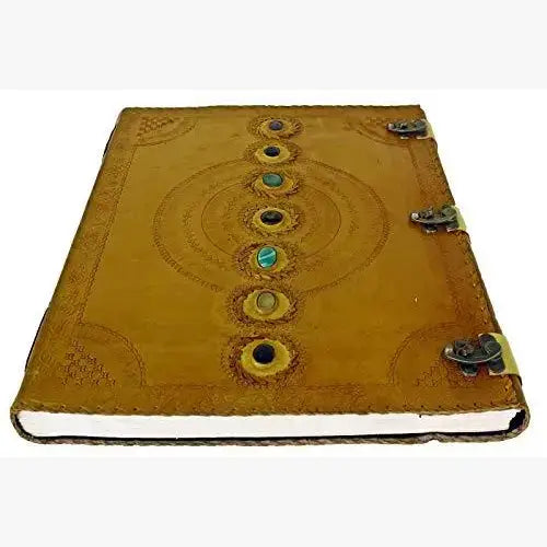 Tuzech Handmade Vintage Seven Chakra Stone Embossed Diary