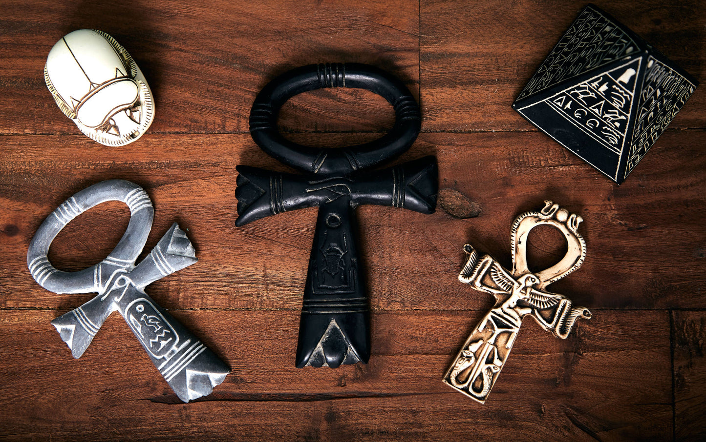 Ankh - Key of Life Ivory and Brown Basalt