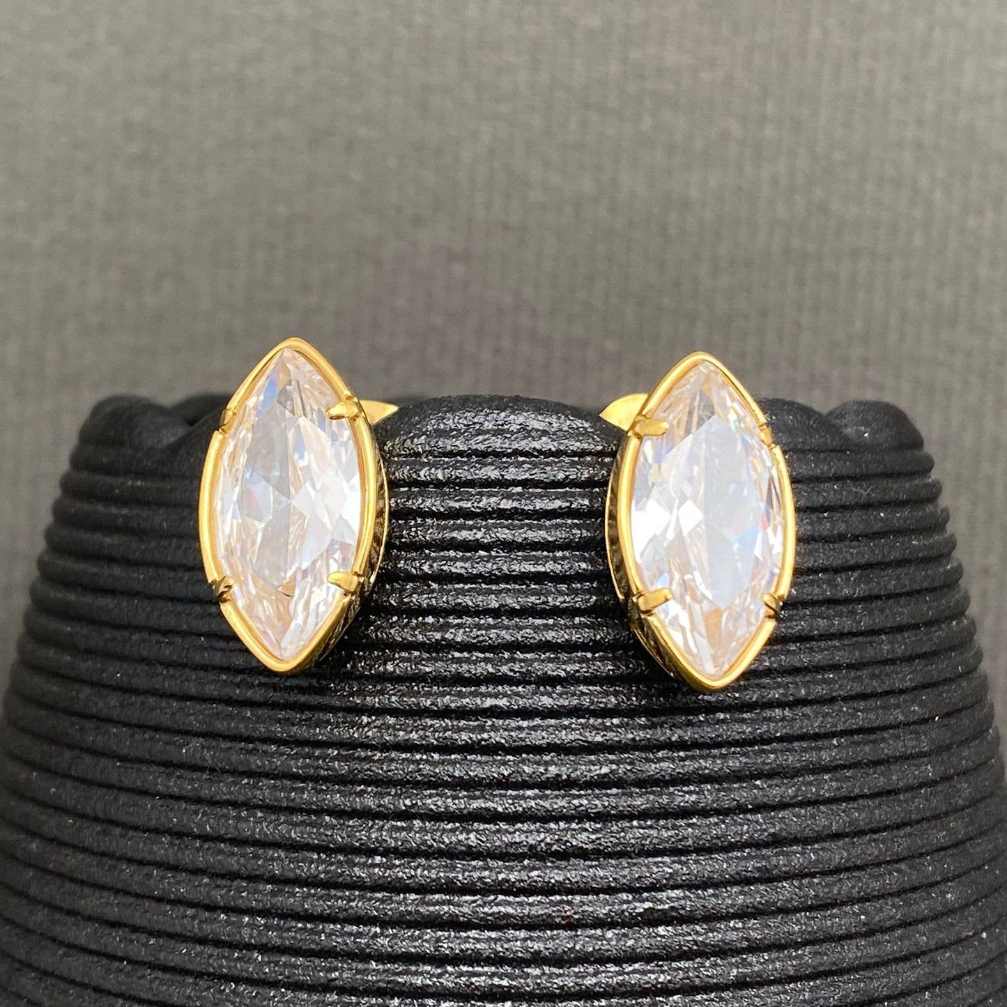 Geometric Zircon 18K Gold Plated S.Steel Stud Earrings