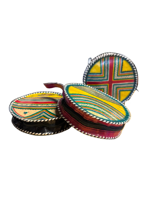 Tuareg Handcrafted Small Round Leather Purse