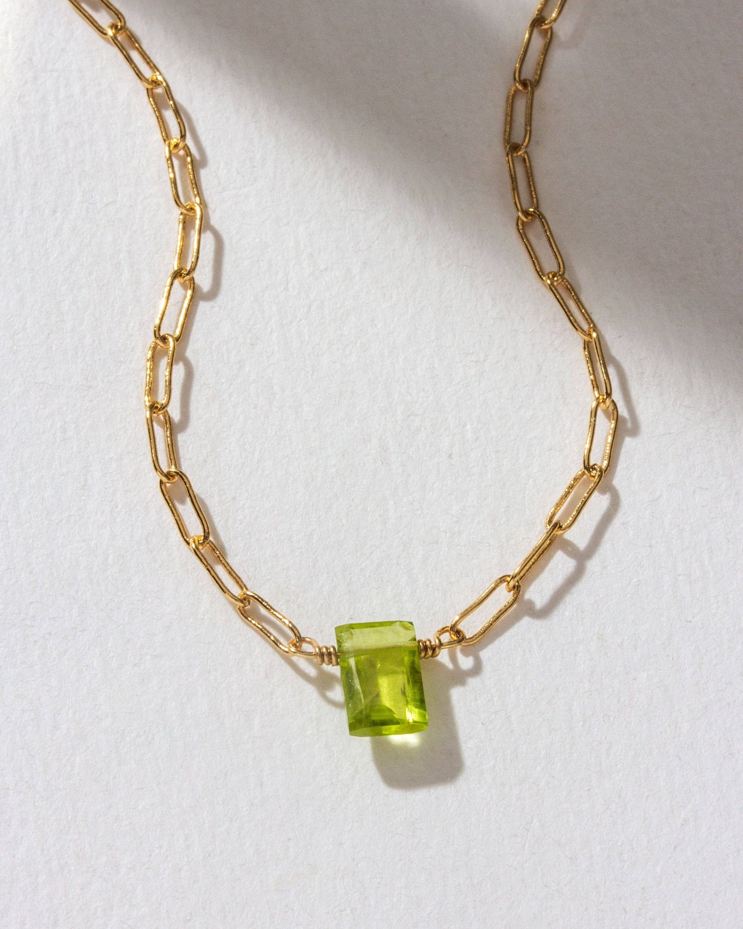 Peridot Prism Gems Birthstone Necklace - August