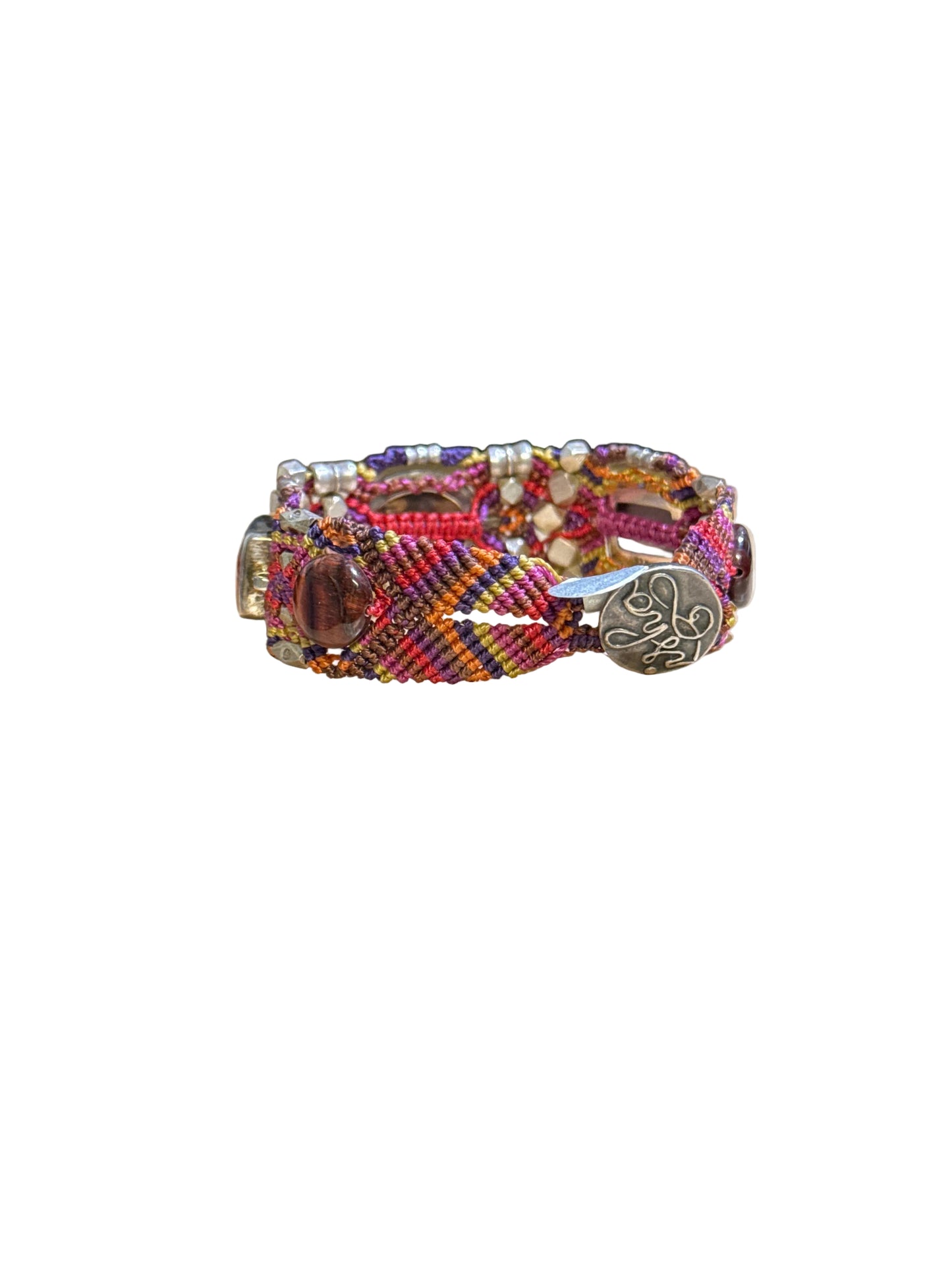 Knotworks Bracelet Tigers Eye and Strawberry Obsidian