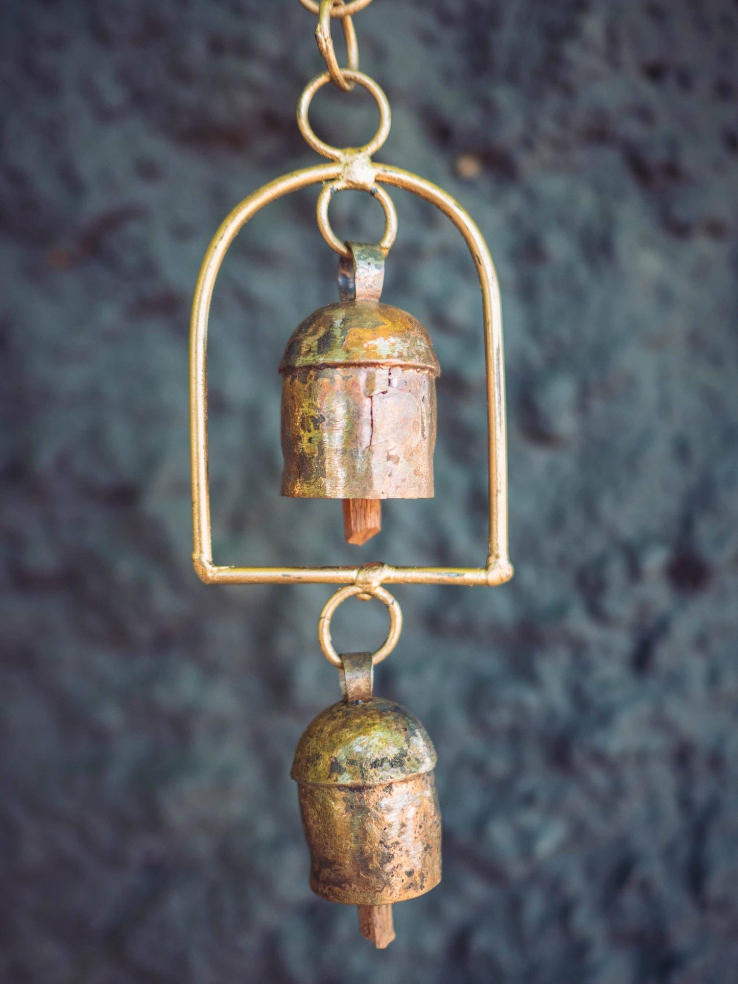 Rain Chime 5 Bell, Bronze Hand-tuned Garden Wind Chime, India