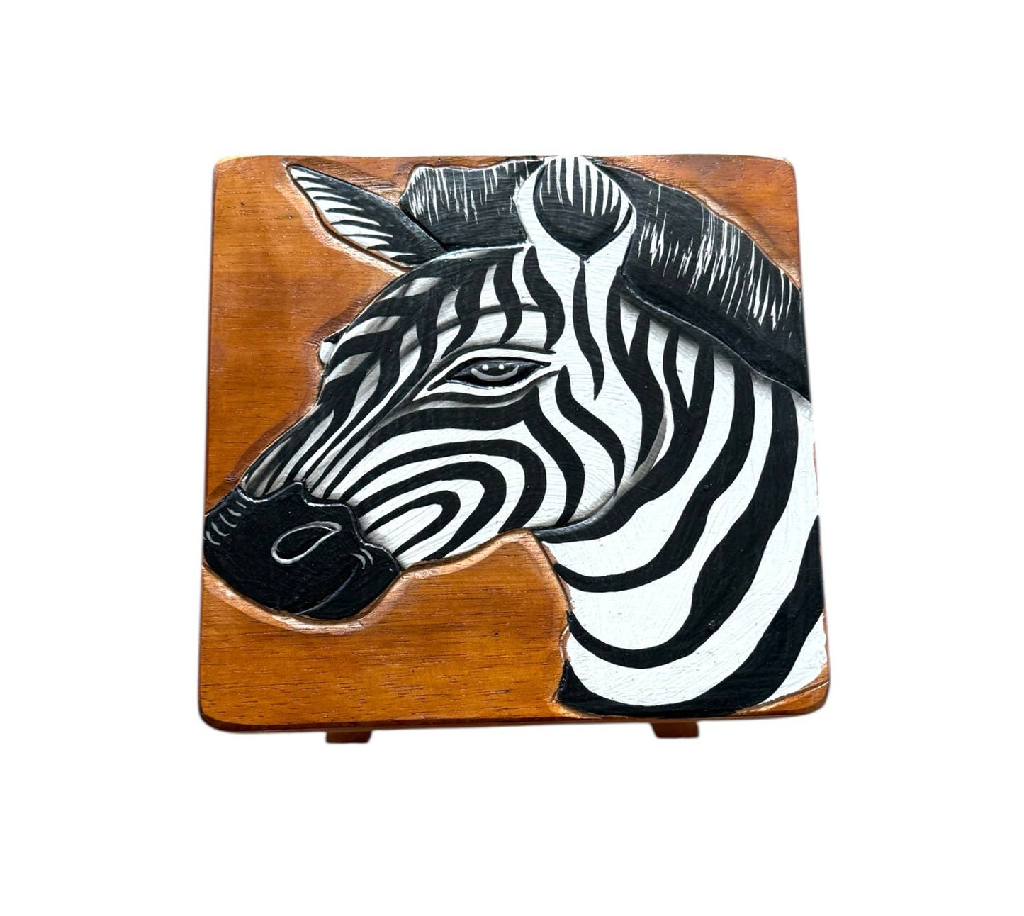 Wood Stool With Zebra Design Hand Painted Home Decor