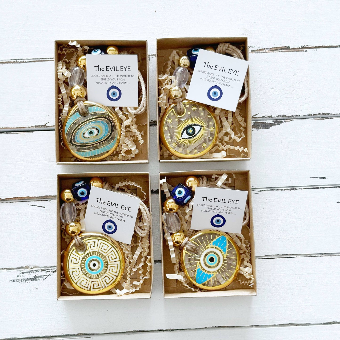 Evil Eye Wall Hanging, Gold Evil Eye Wall Decor, Protection: Style 4