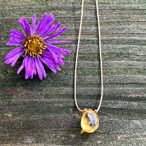 Citrine Faceted Teardrop Cord Necklace: 16, 18, or 20"
