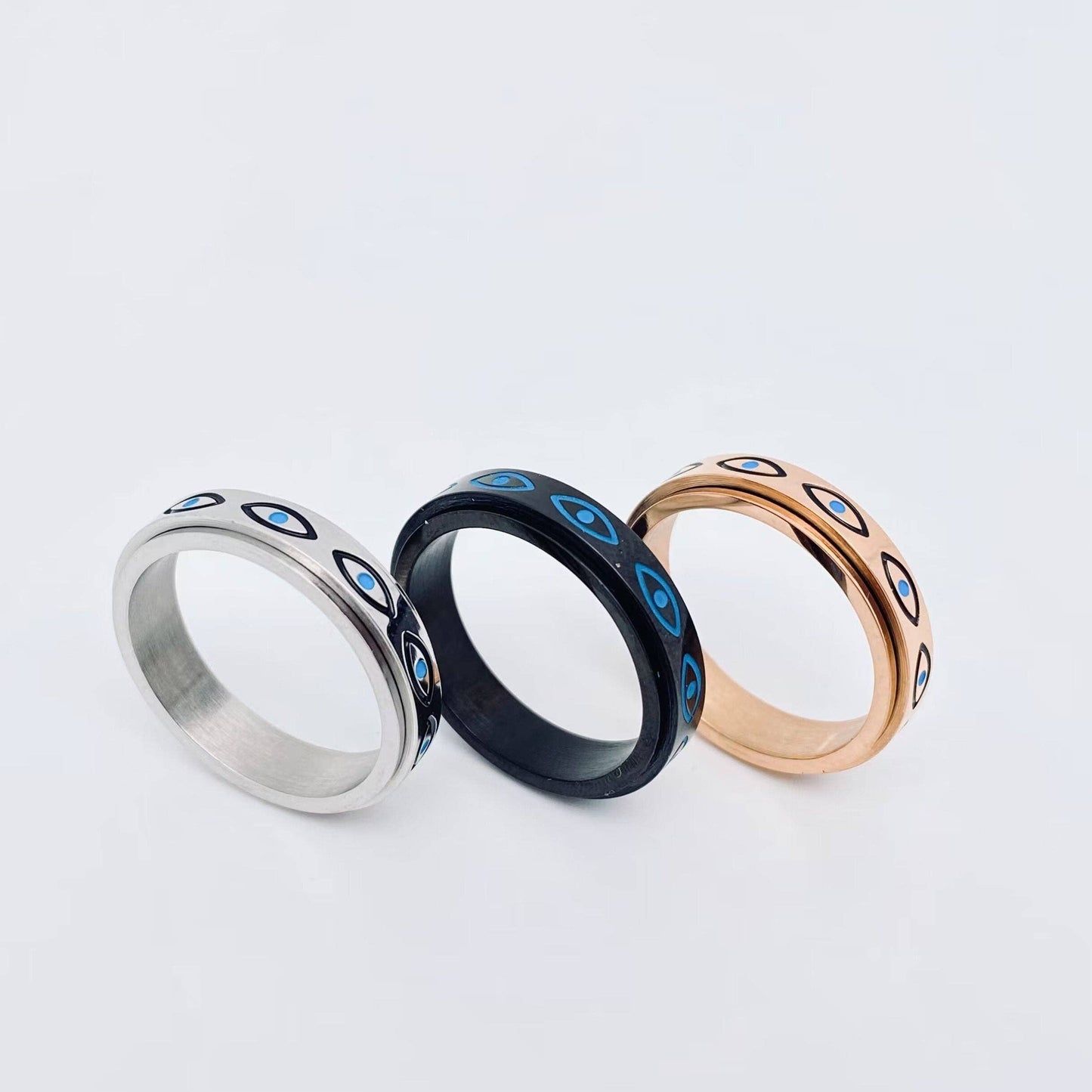 Eye of Horus Stainless Steel Rotatable Ring