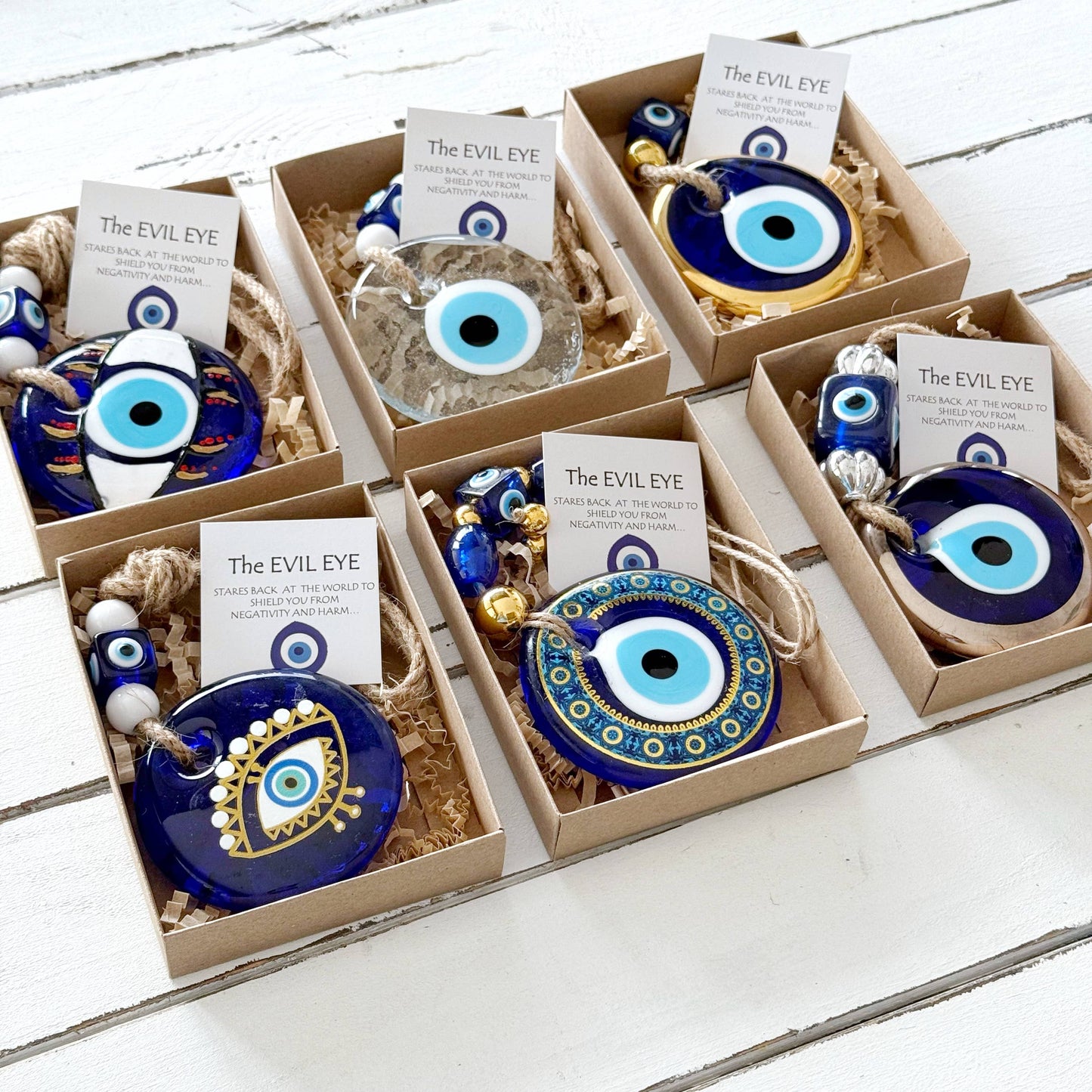 Evil Eye Gift Box – Greek Evil Eye Decor, White / Style 2