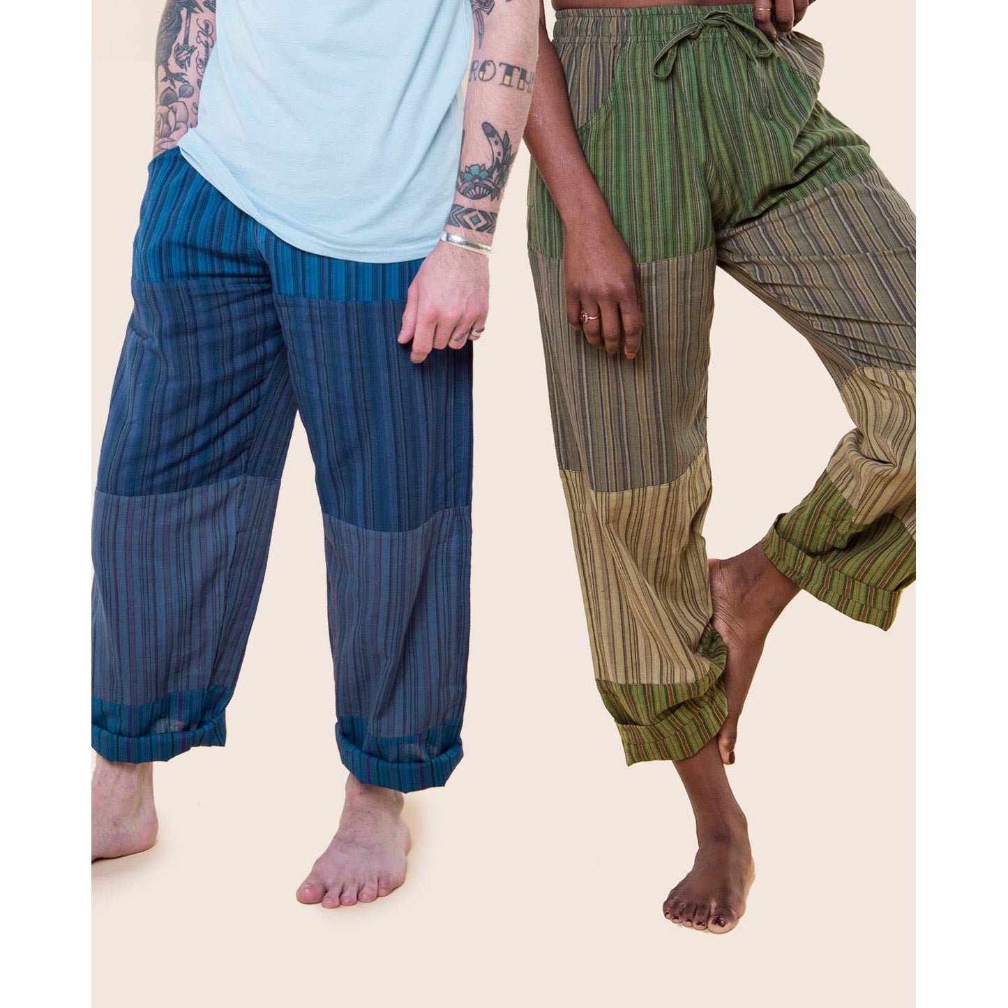 Patchwork Pants - Green: XXL