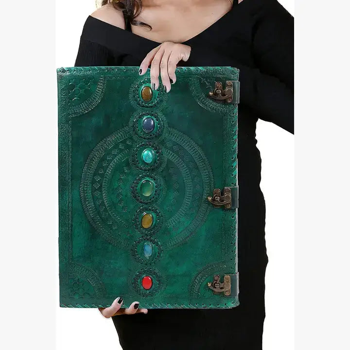 Tuzech Handmade Vintage Seven Chakra Stone Embossed Diary