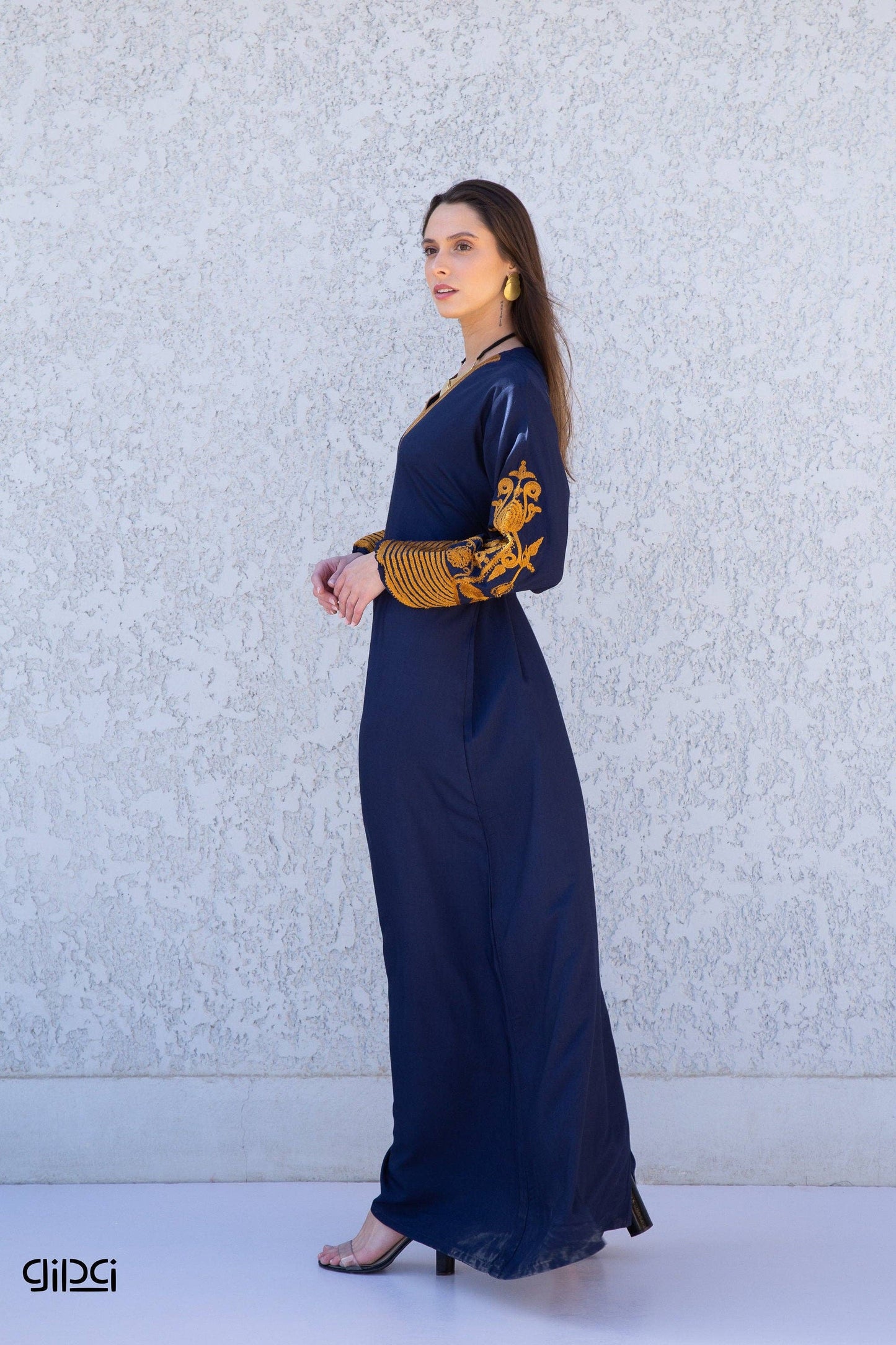 Classy navy blue embroidered kaftan dress, caftans for women, Boho Kaftan dress, Caftans for women, long summer kaftan, kaftans, caftan: XL/2XL/3XL