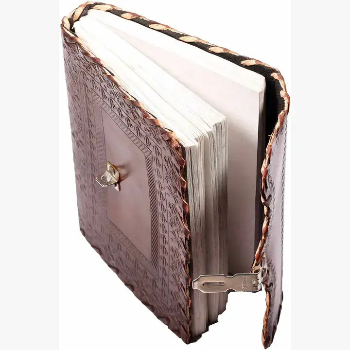 TUZECH Handmade Leather Vintage Journal Lock And Key Diary