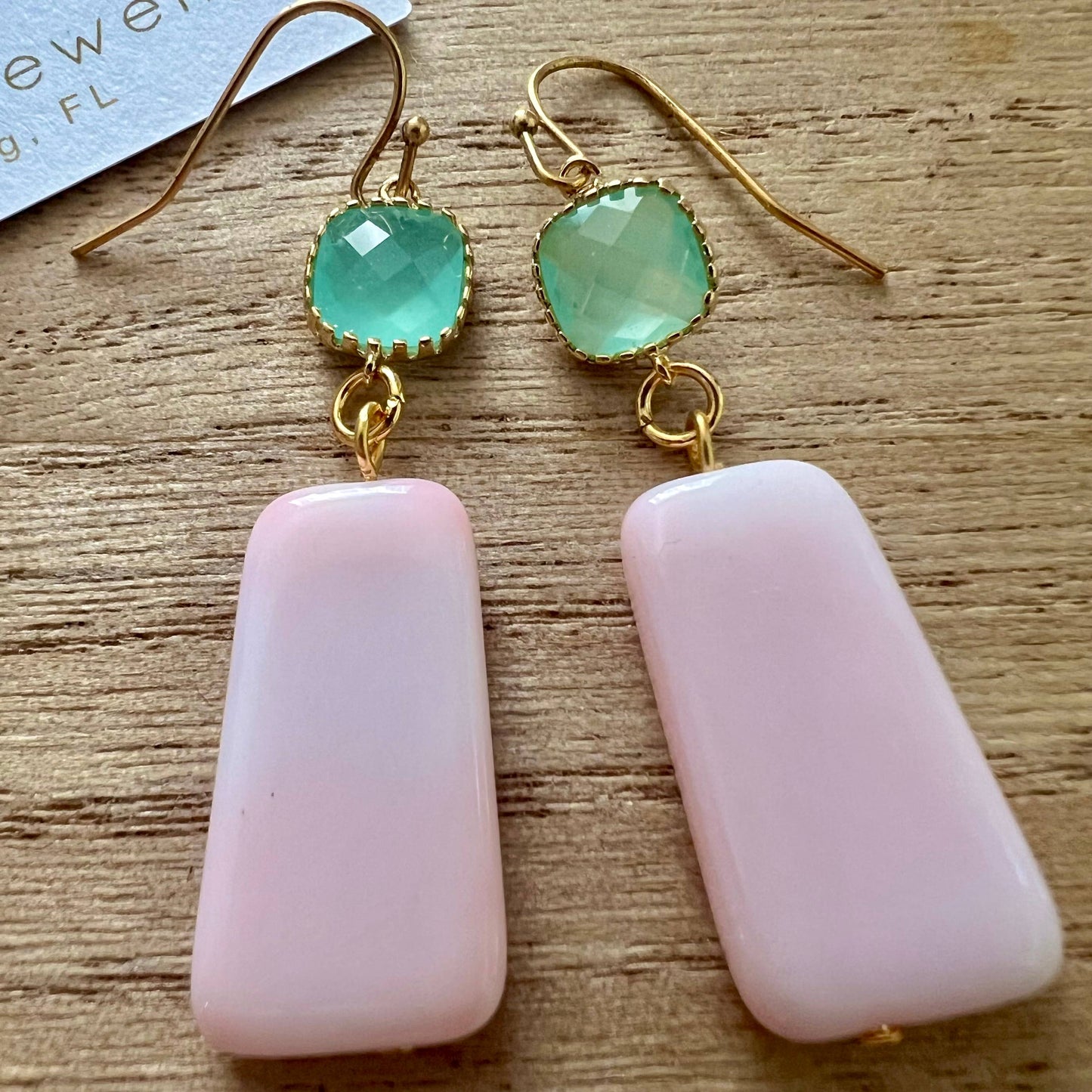 Ballyhoo 
gemstone dangle statement earrings