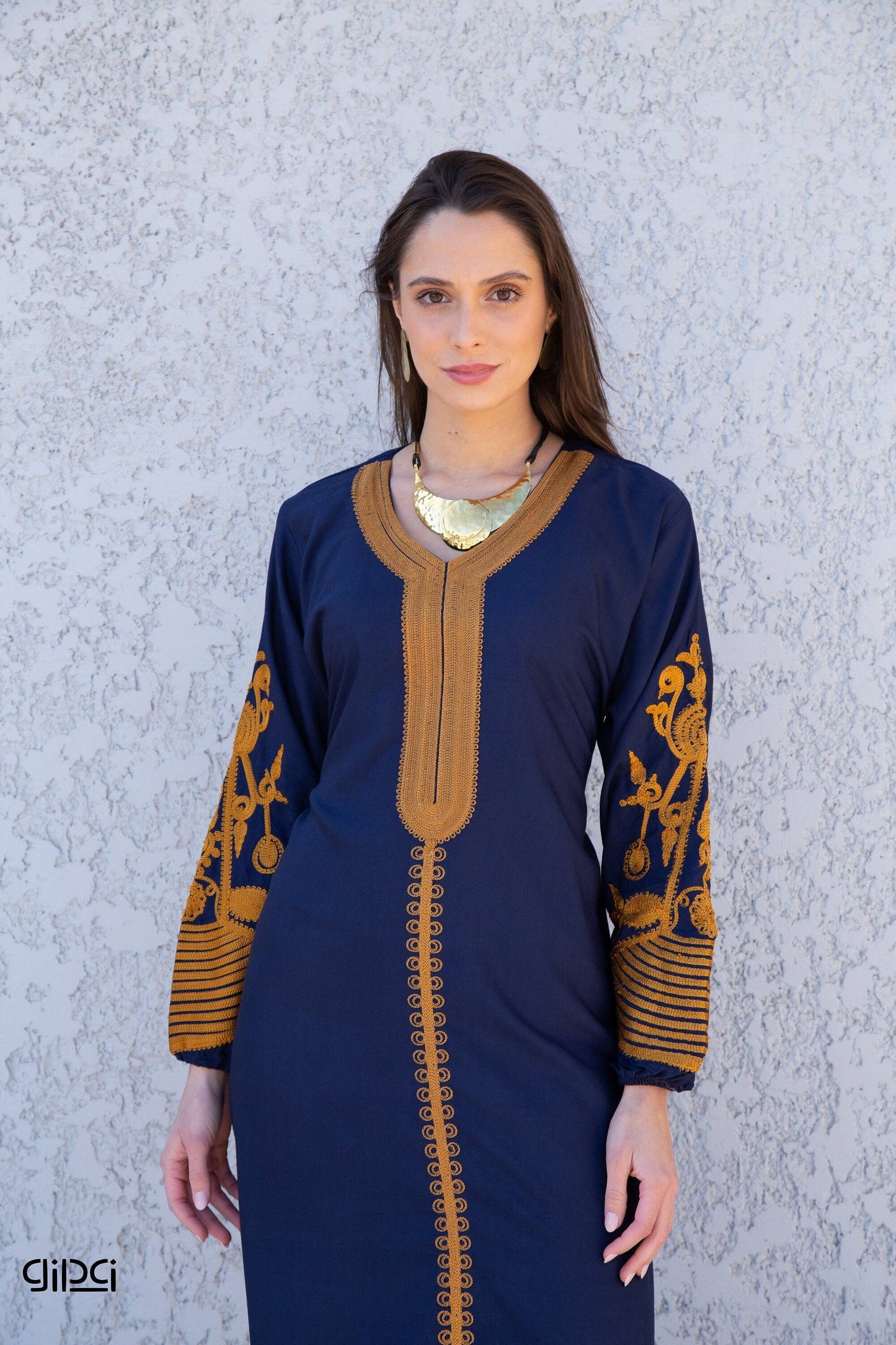 Classy navy blue embroidered kaftan dress, caftans for women, Boho Kaftan dress, Caftans for women, long summer kaftan, kaftans, caftan: S/M/L