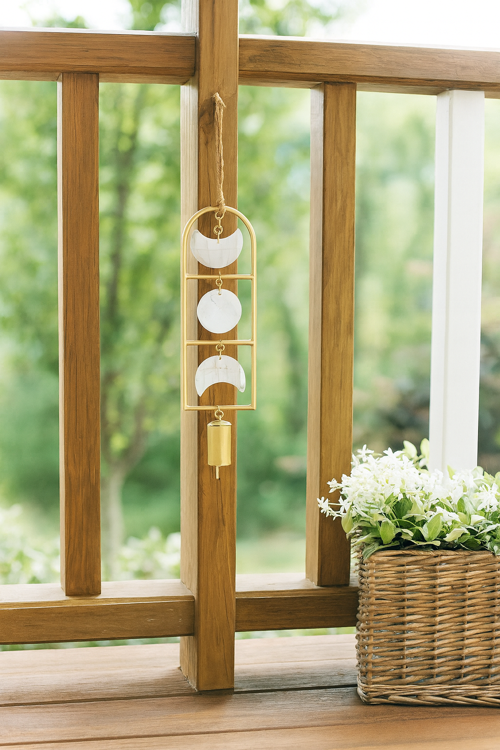 Chayana Moon Phase Mother of Pearl Wind Chime - Fair Trade