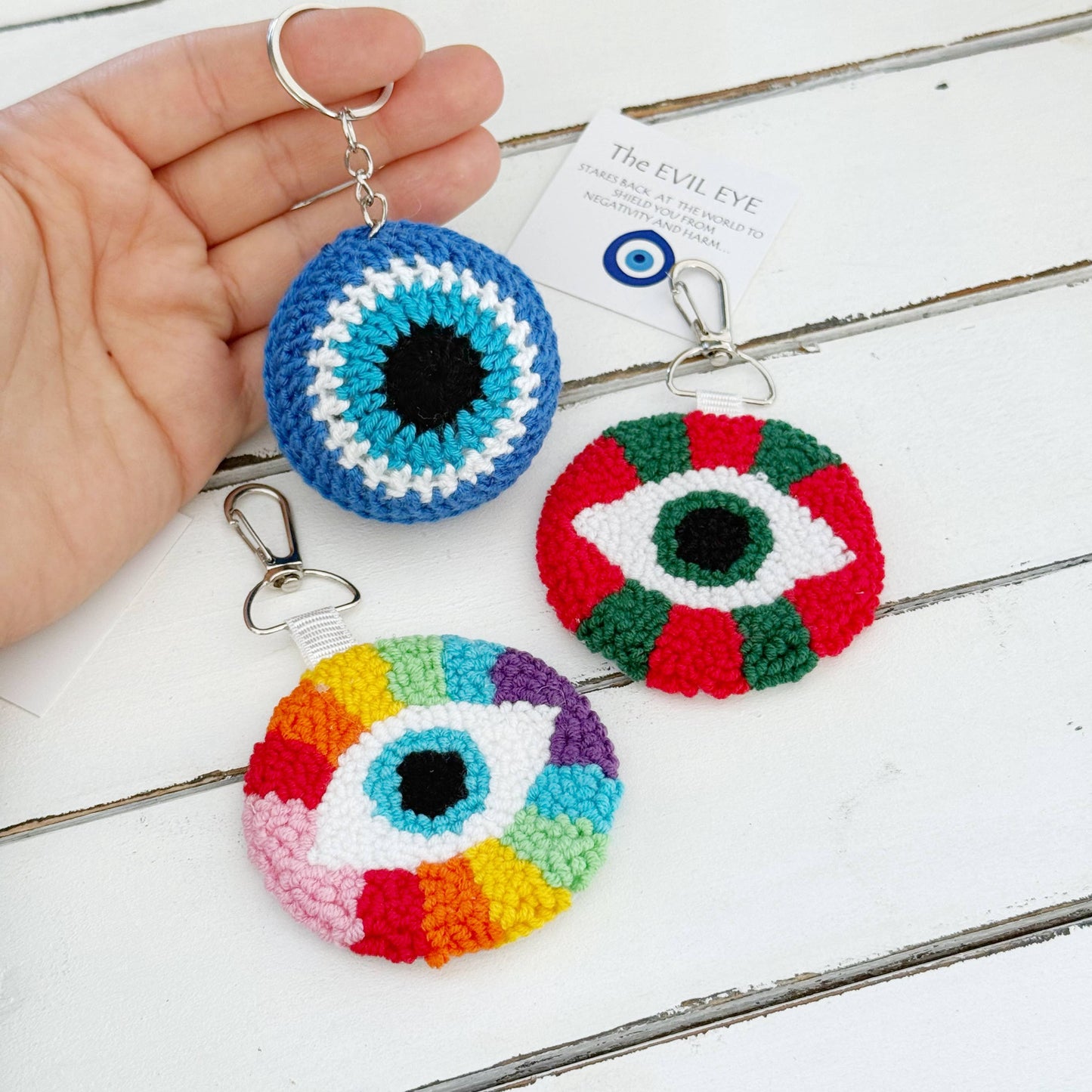 Mini Crochet Evil Eye Keychain - Nazar Amulet