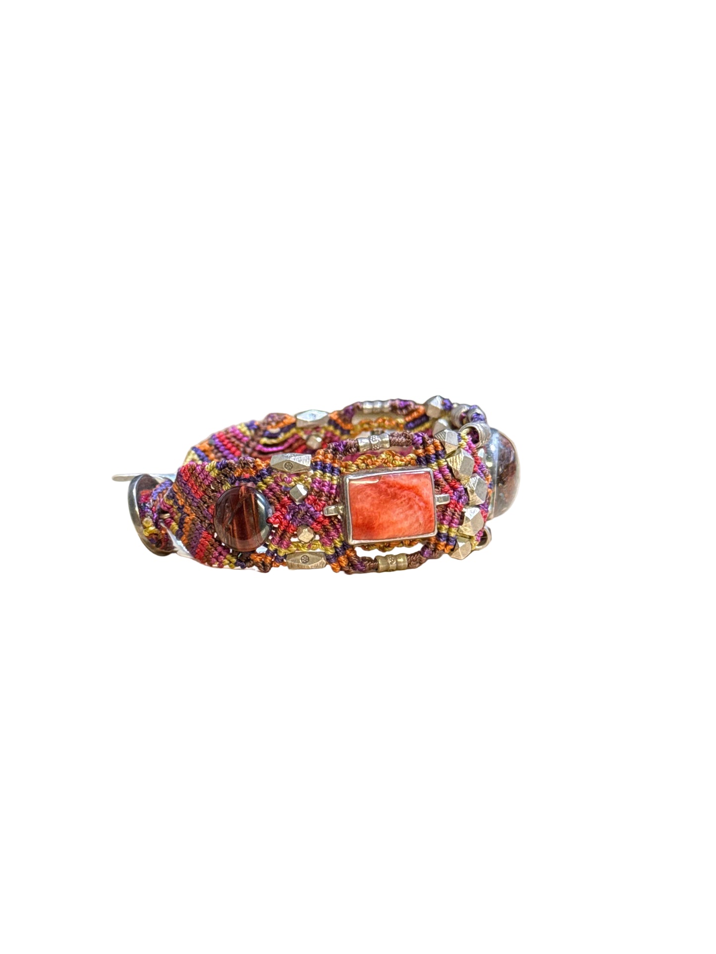 Knotworks Bracelet Tigers Eye and Strawberry Obsidian