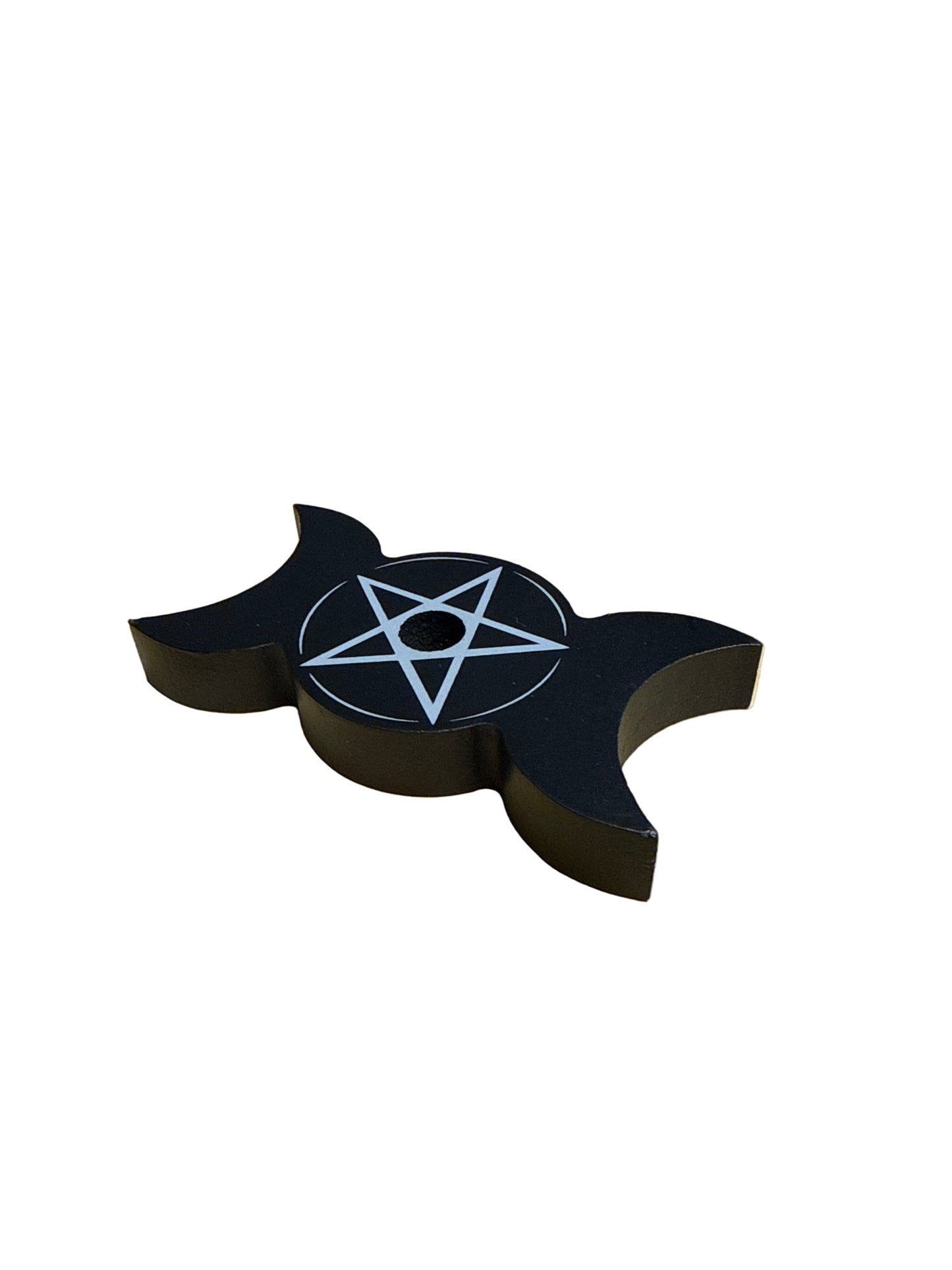 Triple Moon Pentacle Ritual Candle & Incense Holder