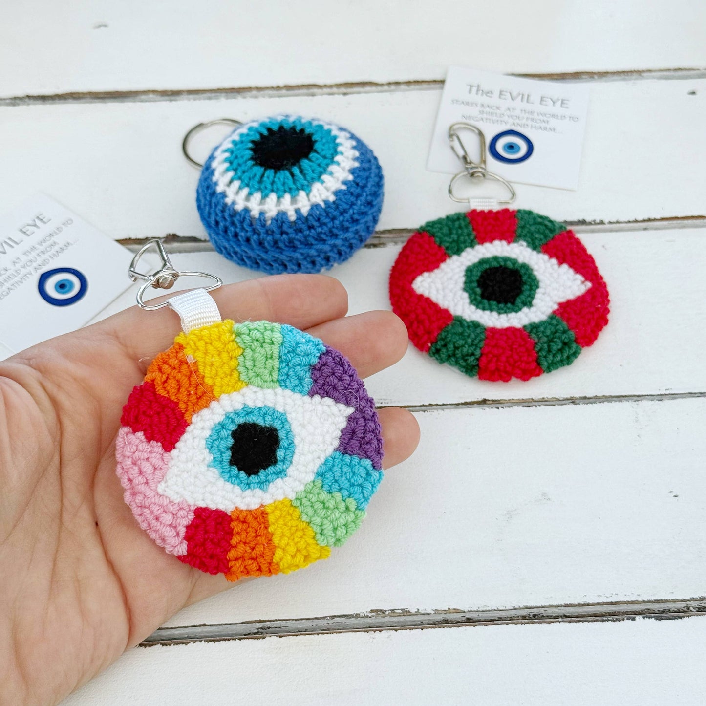 Mini Crochet Evil Eye Keychain - Nazar Amulet