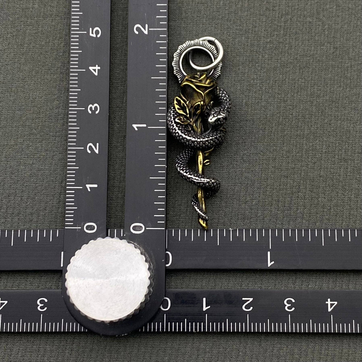Snake Coiled Around The Rose S.Steel Pendant