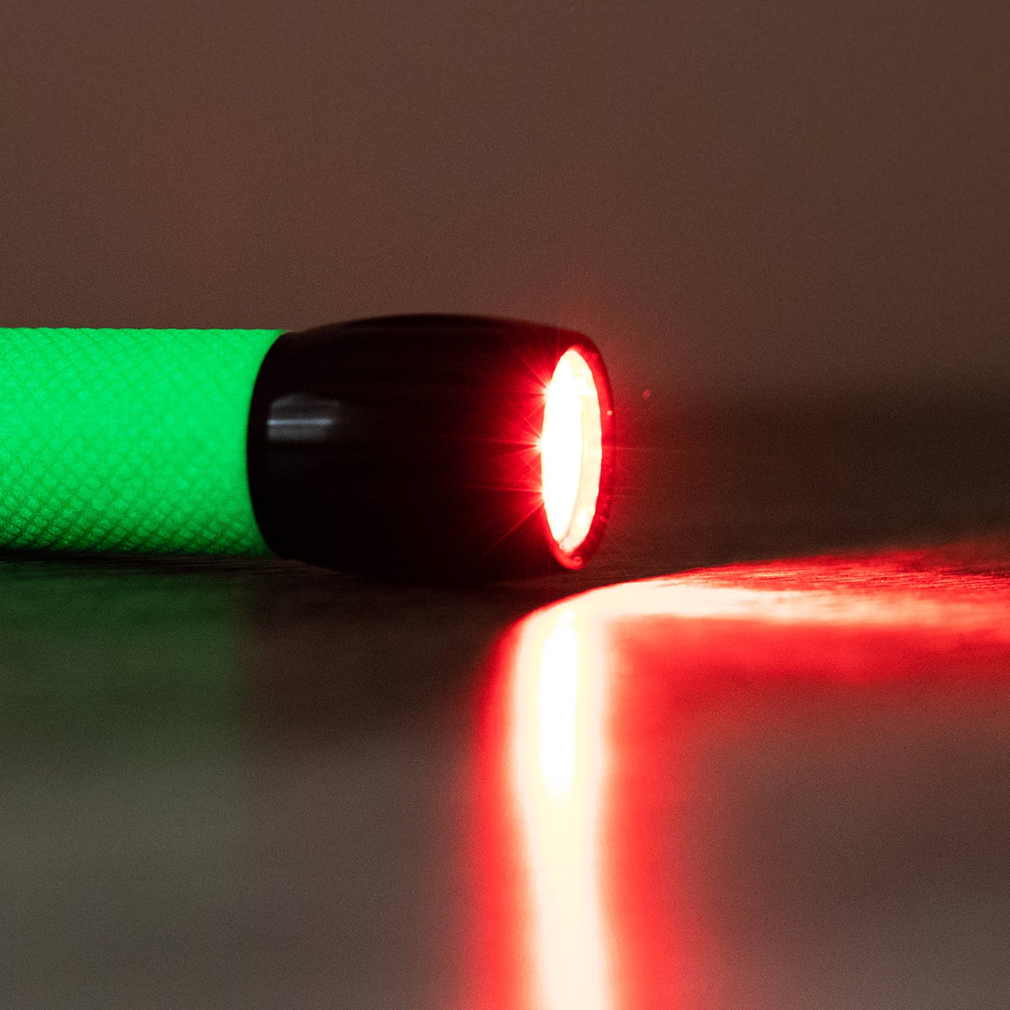 Bright Red LED Flashlight with Glow-in-the-Dark Rubber Grip