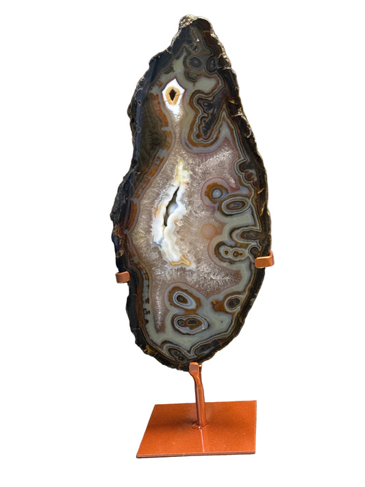 Agate -Sliced and Metal Base