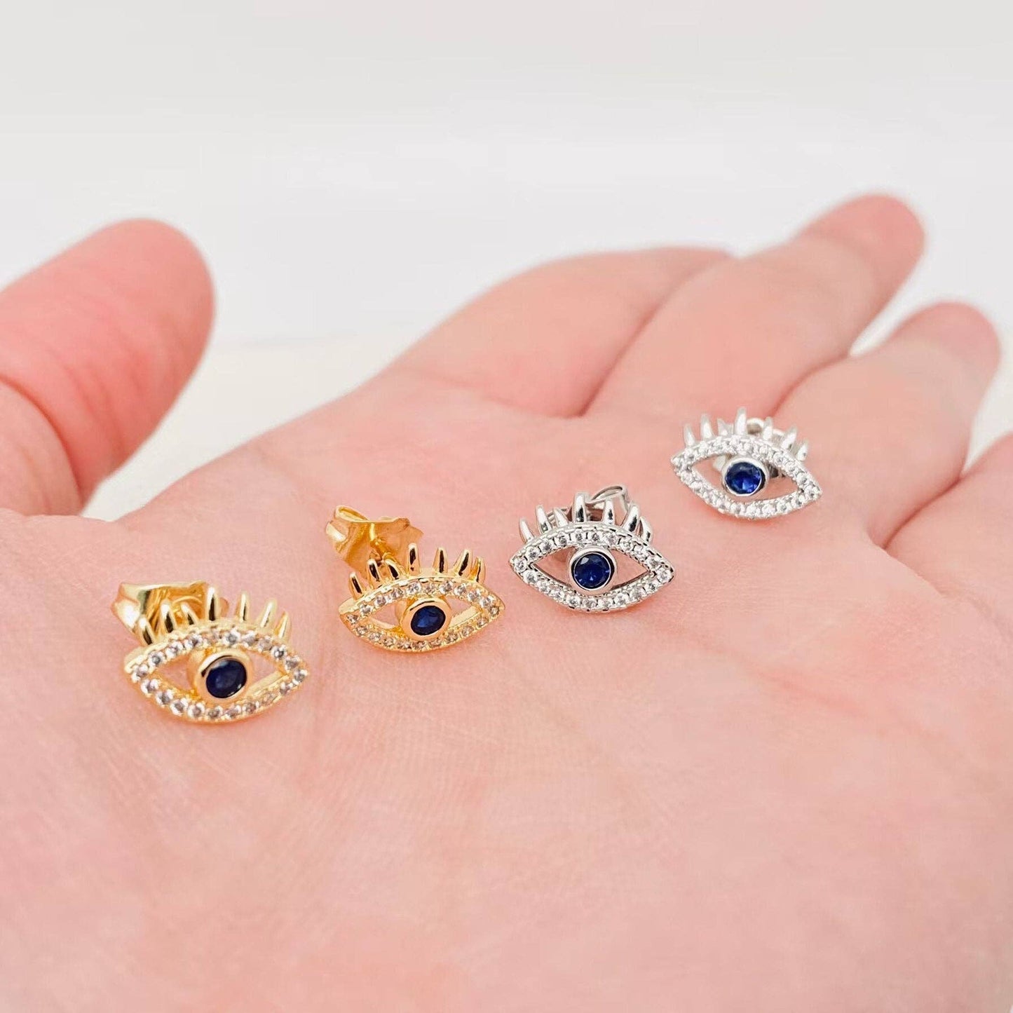 Cubic Zirconia Evil Eye Ear Studs