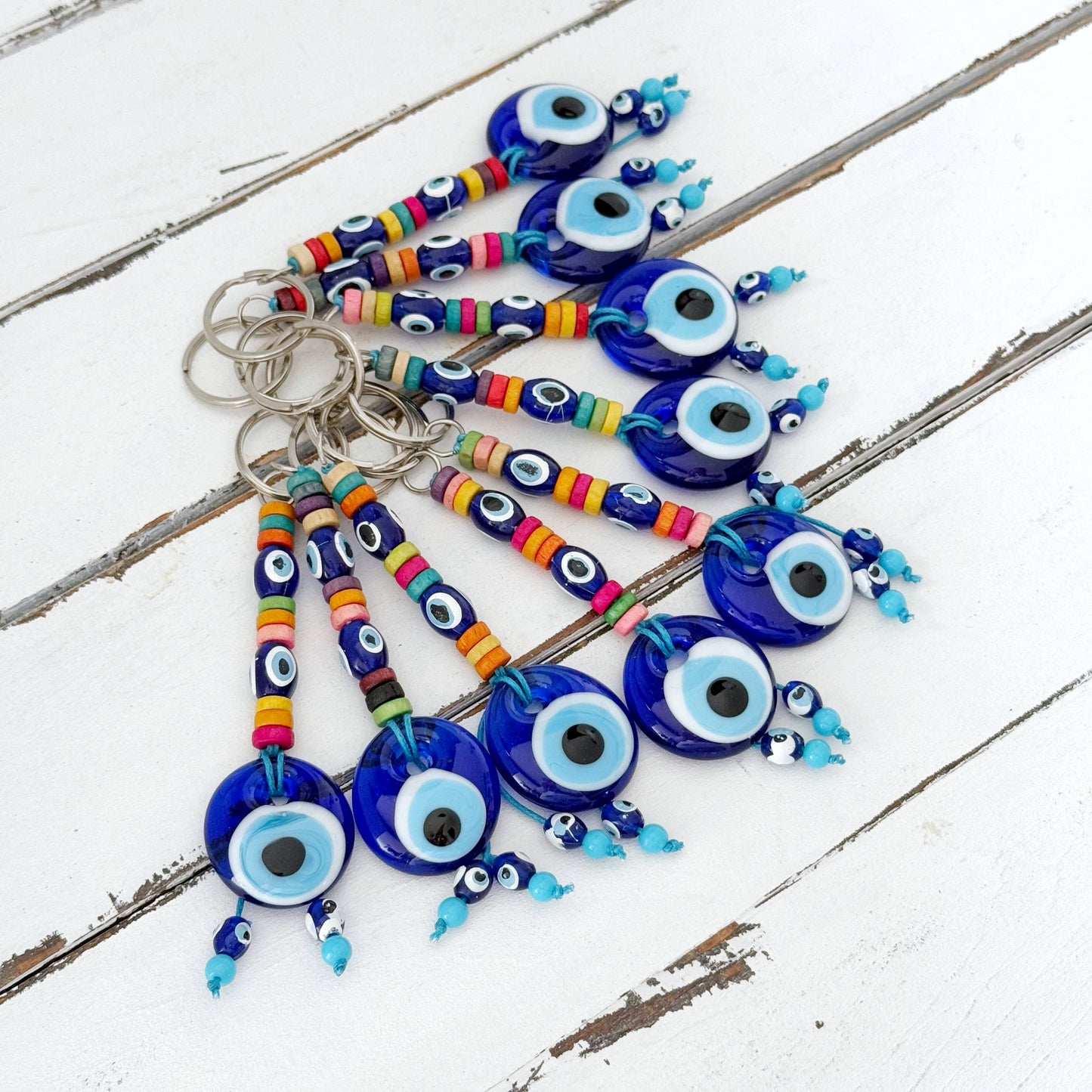 Blue Evil Eye Keychain, Glass Evil Eye Bag Charm, Good Luck