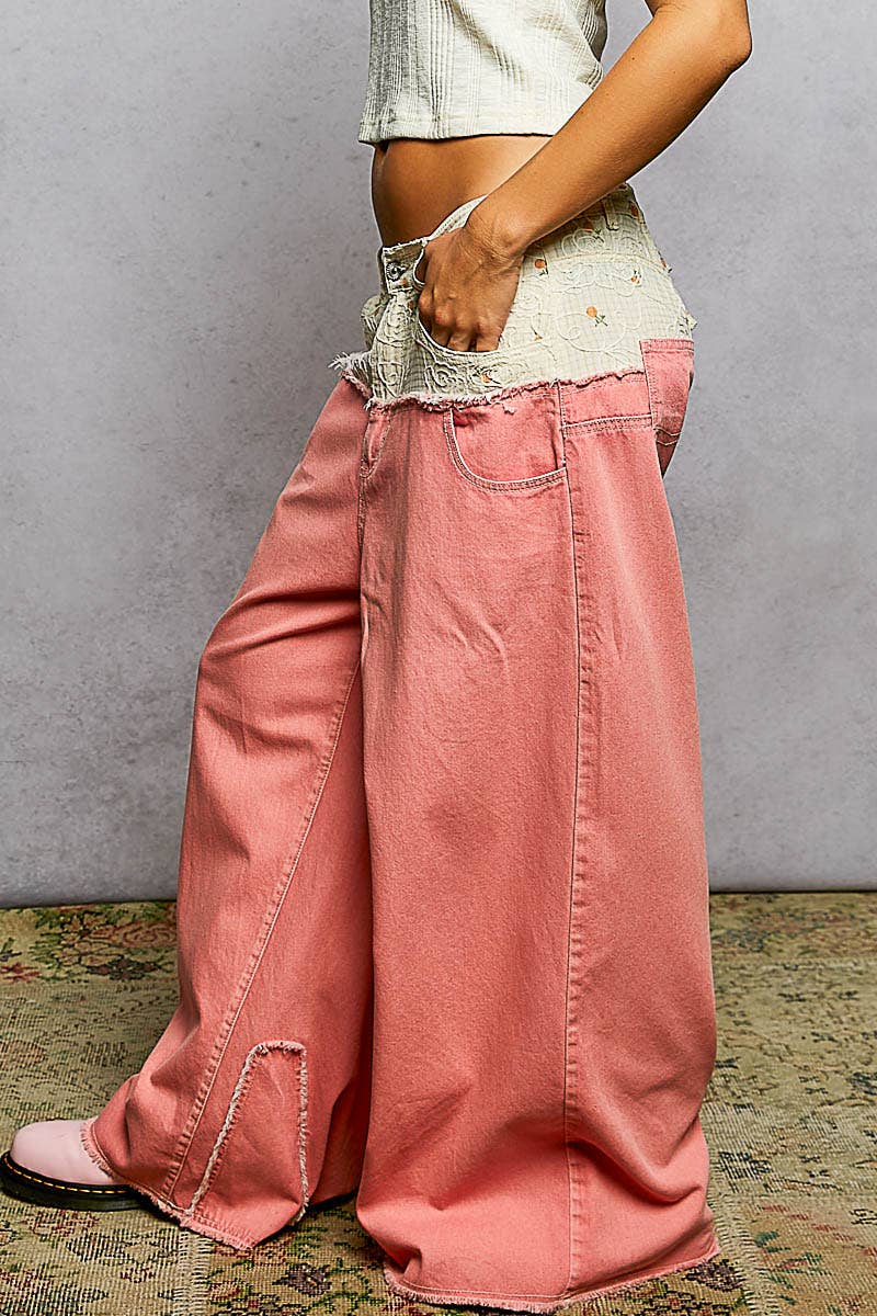 Low Rise Wide Double Waist Pants