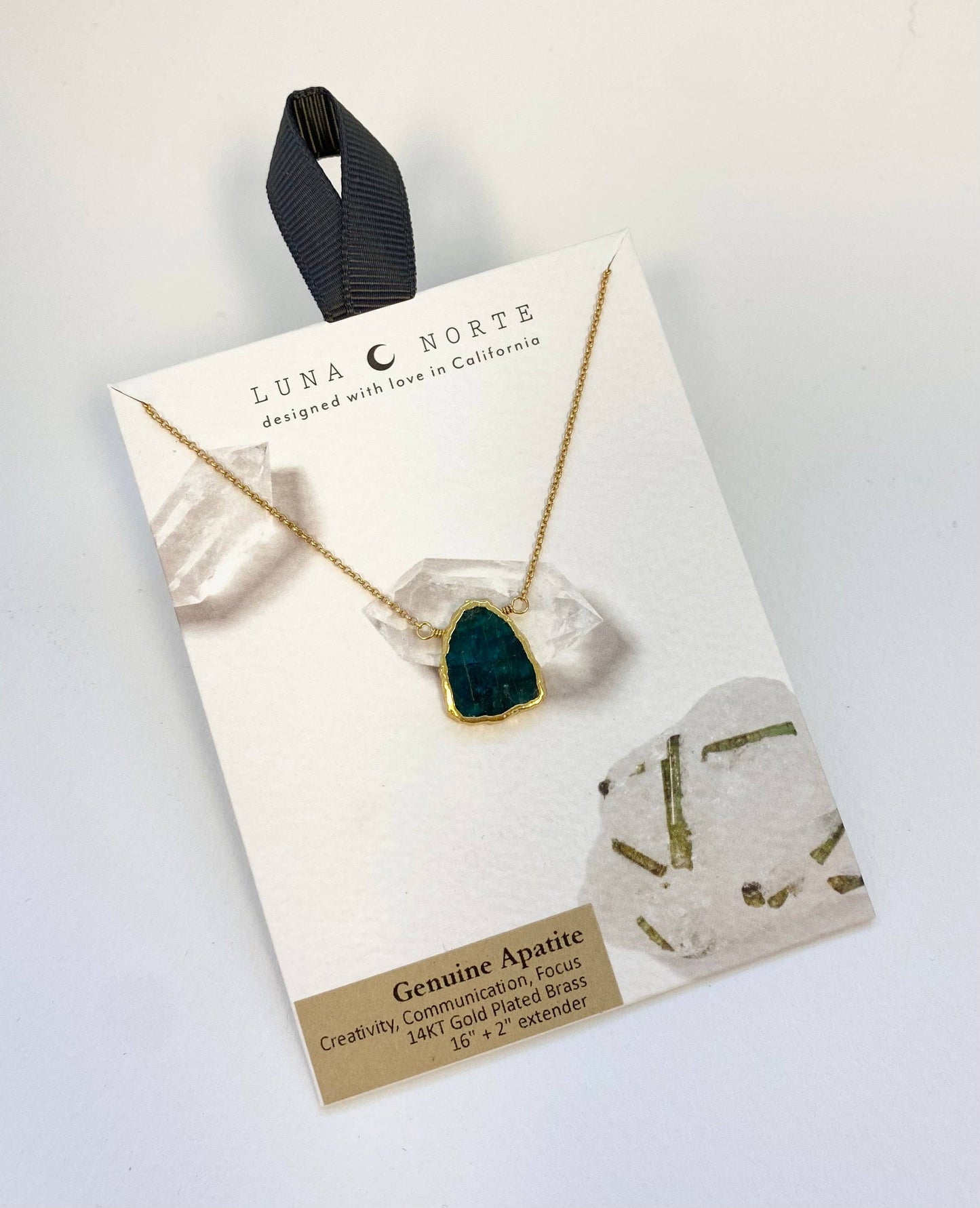 Earth, Wind and Fire Genuine Stone Necklace Gold - Apatite