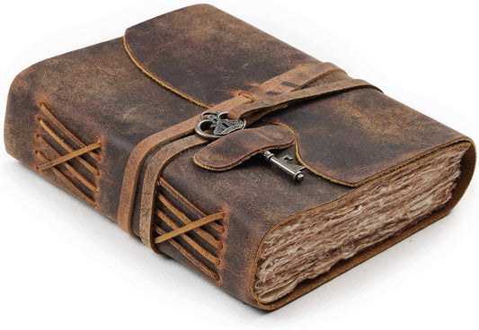 Tuzech Handmade Vintage Genuine  Leather Belt and Key Diary