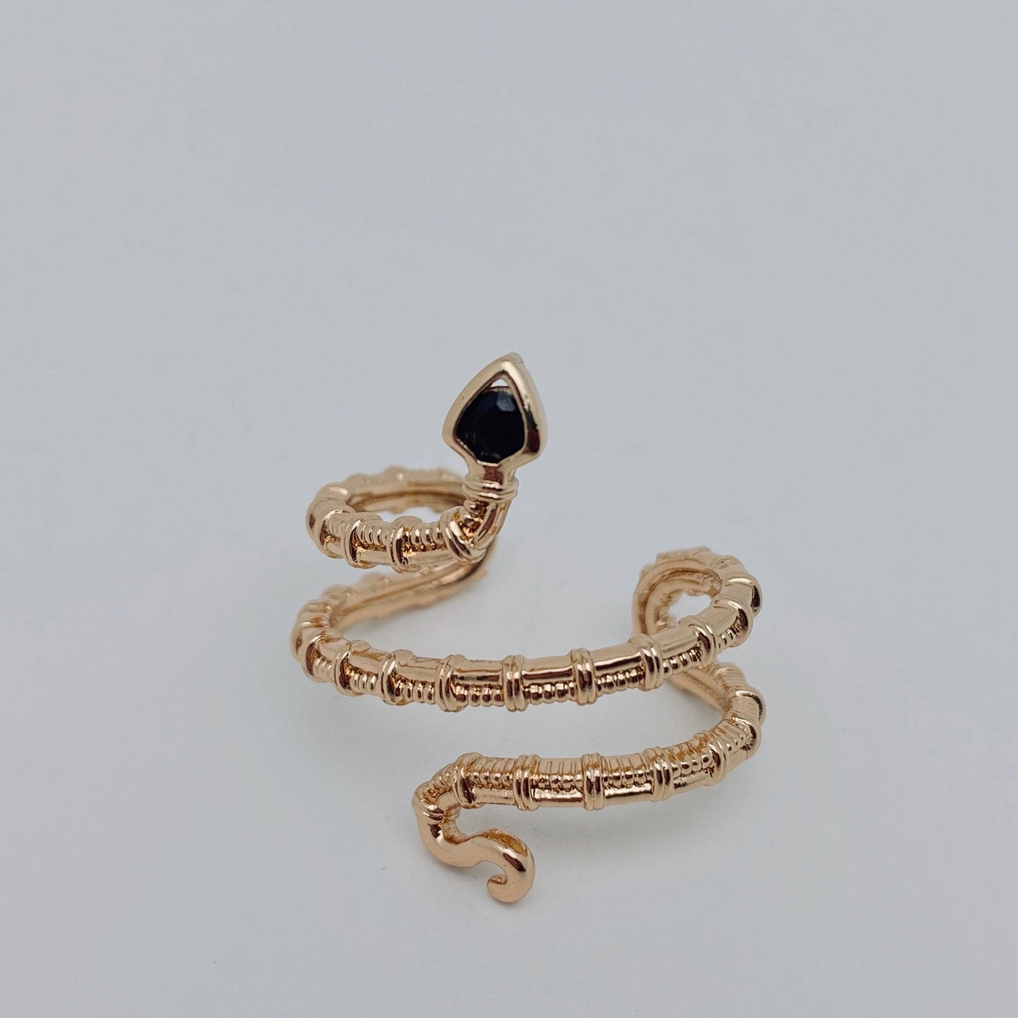 Copper Microinlaid Cubic Zirconia Snake Ring