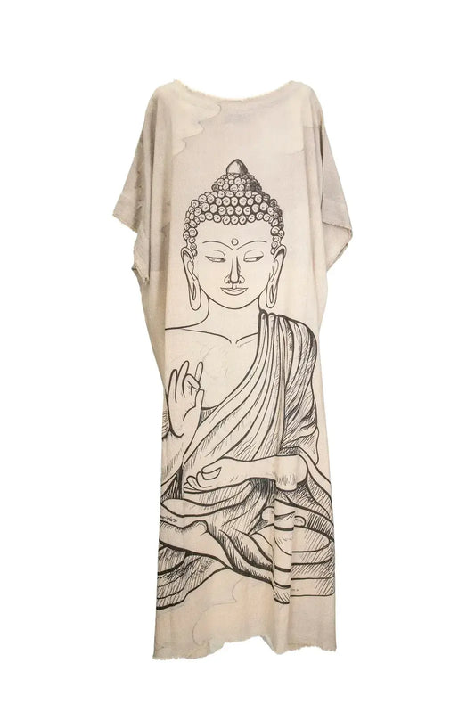 Hi-Lo Tunic with Buddha Quote with Buddha Print (Back)