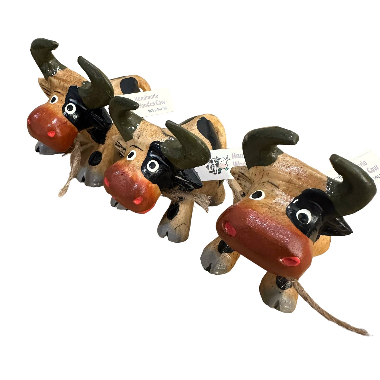 Wooden Farm Cow Musical Figurine