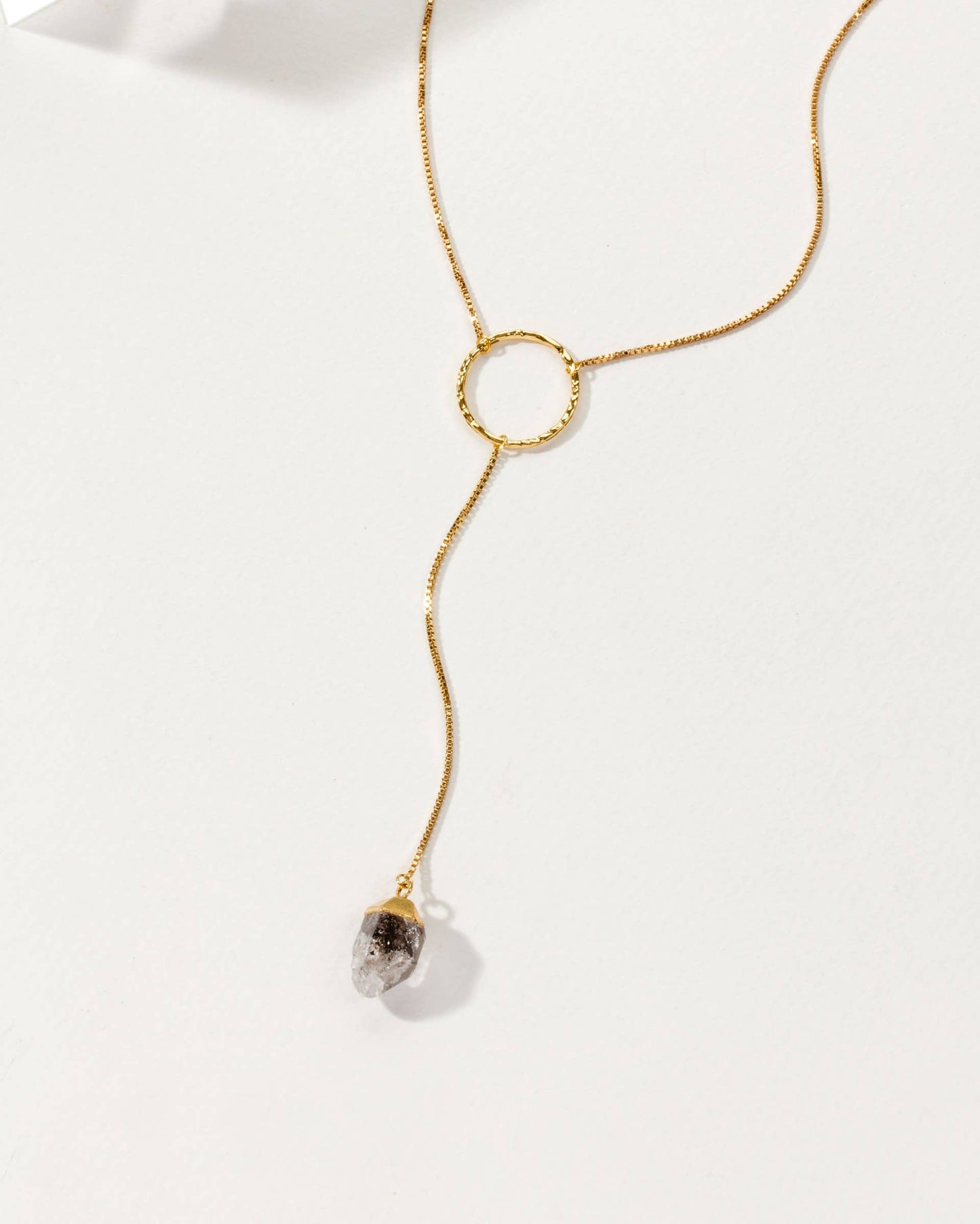 Always on The Run Y Necklace- Herkimer Quartz