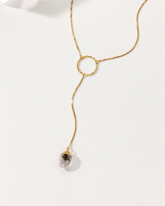 Always on The Run Y Necklace- Herkimer Quartz