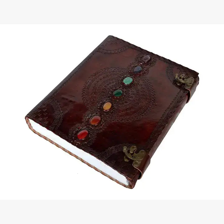 Tuzech Handmade Vintage Seven Chakra Stone Embossed Diary